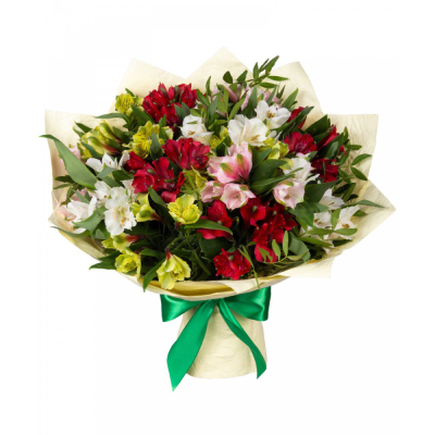 Букет «Теплые чувства» – разноцветные альстромерии с нежным посылом Дзержинский Московская область