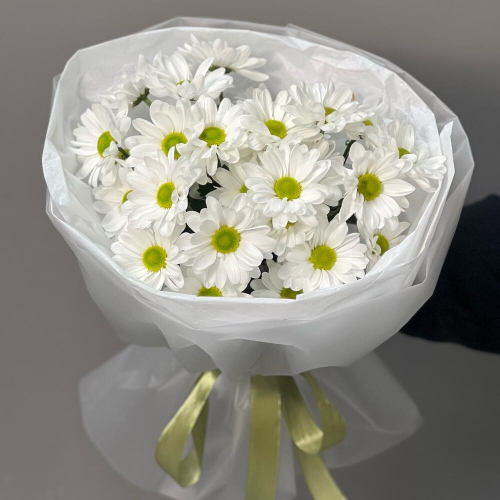 Букет «Ромашковый» – нежные белые хризантемы в деревенском стиле Дзержинский Московская область