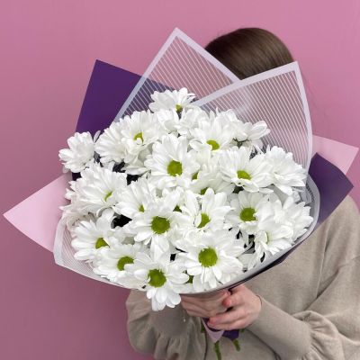 Букет «Весеннее настроение» – свежесть белых хризантем Дзержинский Московская область