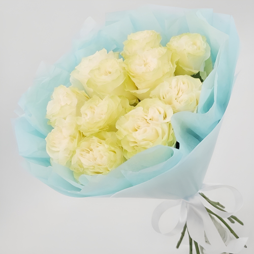 Букет «Кружевное облачко» – 11 белоснежных роз в нежной упаковке Дзержинский Московская область